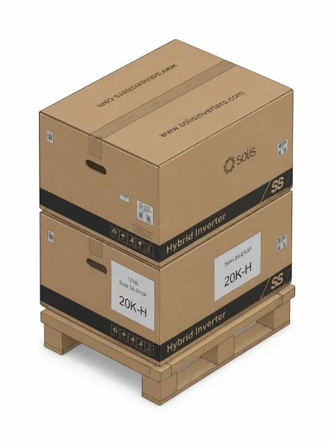The two Solis inverters on their pallet