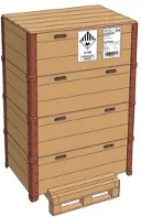 Pro 35 on its pallet with pallet frames and lid