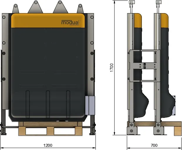 Dimensions of the Pro 70 as delivered