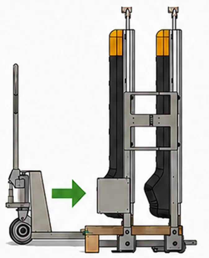 Pallet truck entering from the front