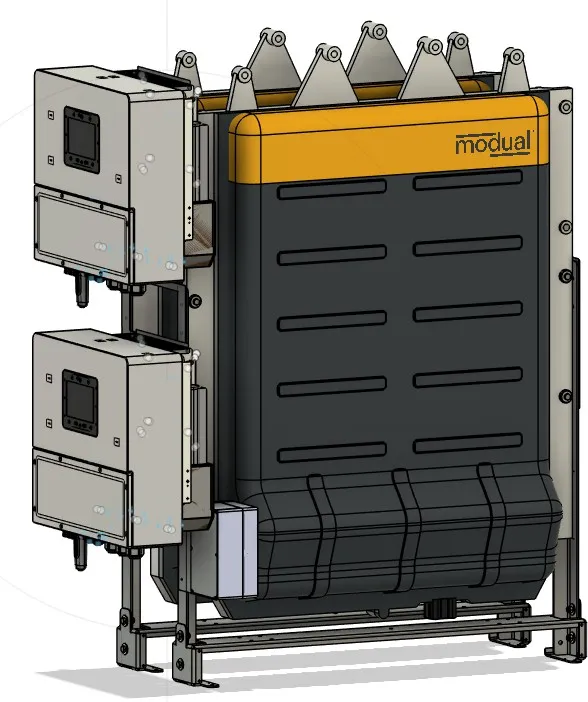 Inverters mounted on the left-hand side of the pack