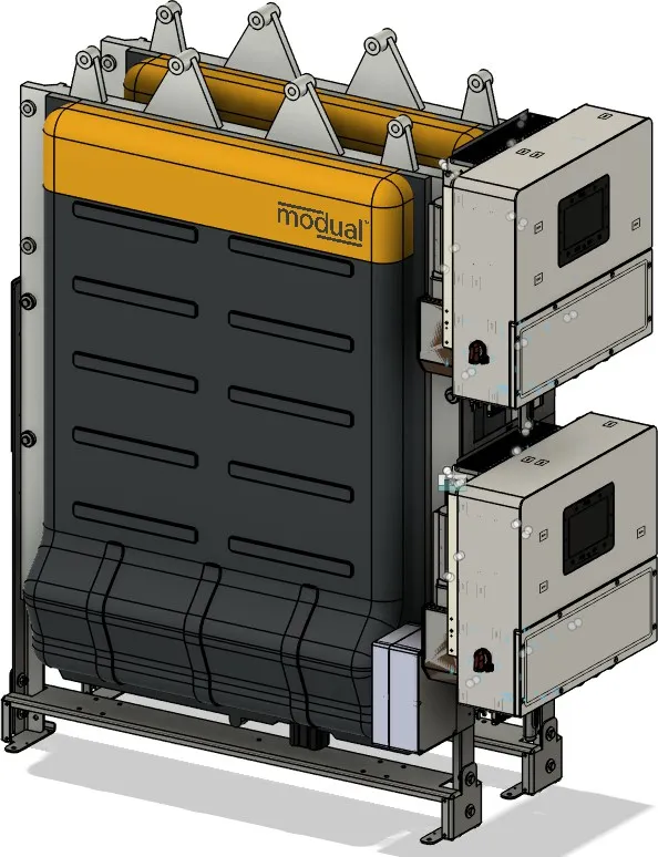 Inverters mounted on the right-hand side of the pack