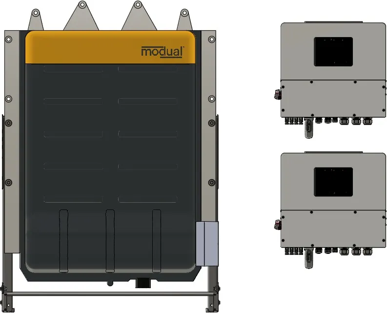 Battery packs with the two inverters mounted on the wall