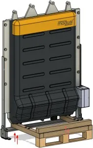 Screws of the front transport frame