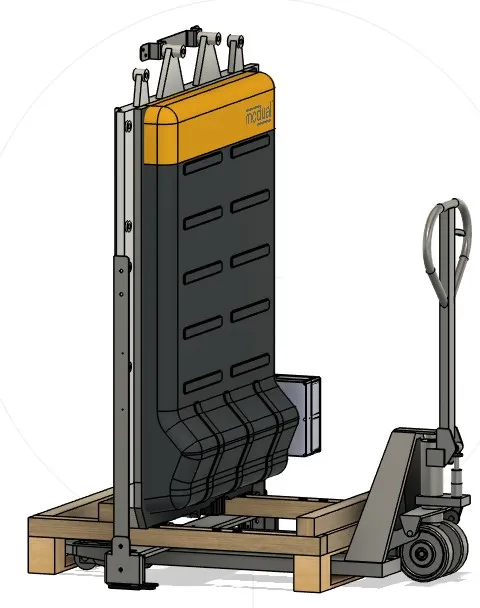 Moving the storage system with a pallet truck